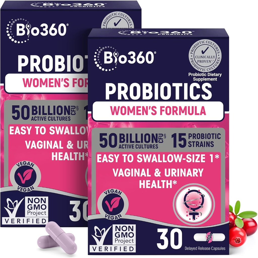 Kadınlar için Biyo360 Probiyotikler Vajinal Sağlık - pH Dengesi, Vaginal, Urinary, & Digestive Health - 50 Milyar CFU & 15 Benzersiz Strains for Health Vaginal Odor & Vaginal Flora - Raf Stable