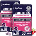 Kadınlar için Biyo360 Probiyotikler Vajinal Sağlık - pH Dengesi, Vaginal, Urinary, & Digestive Health - 50 Milyar CFU & 15 Benzersiz Strains for Health Vaginal Odor & Vaginal Flora - Raf Stable