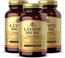 Solgar L-Lysine 500 mg - 100 Sebze Kapsülleri, 3 Paket - Skin & Tound Support - Non-GMO, Vegan, Kosher, Gluten Free - 300 Toplam Hizmetler