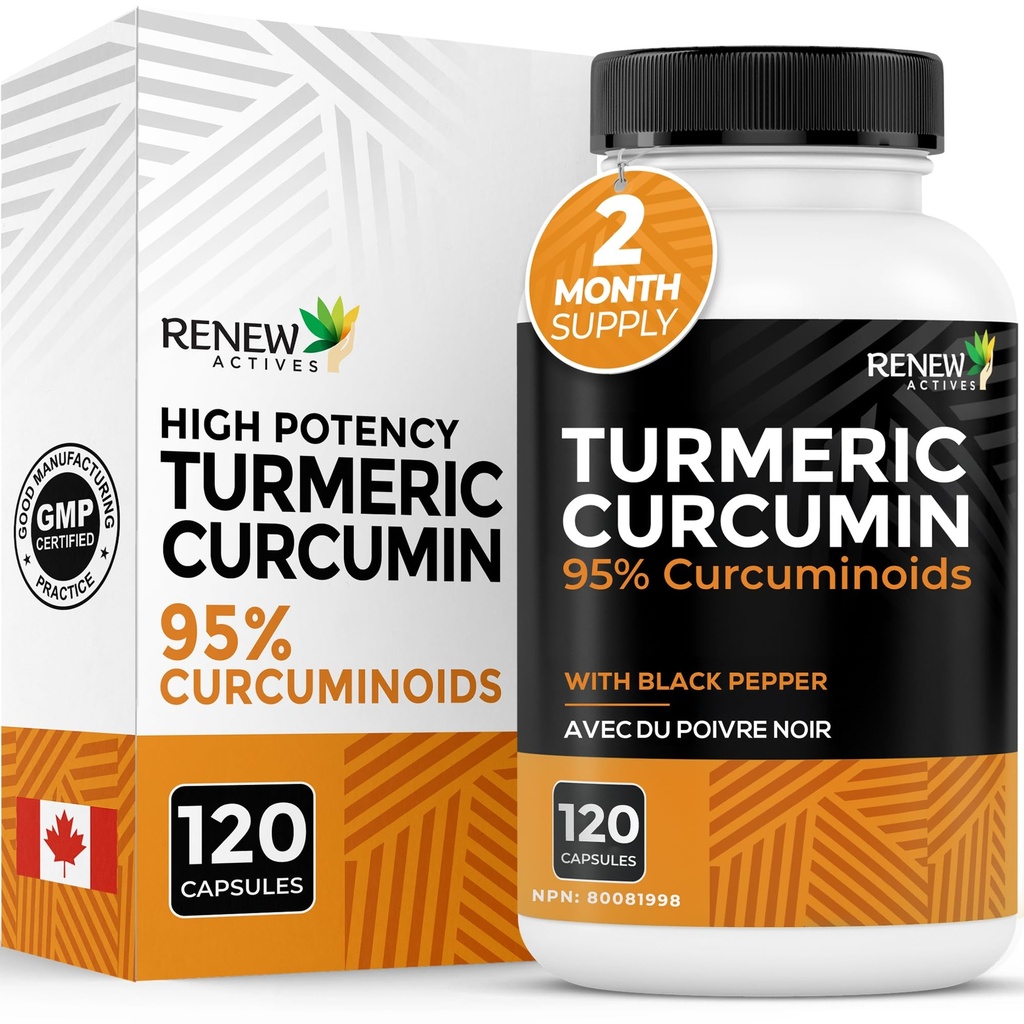 Yeni Actives Turmeric Curcumin with Black Pepper – 600MG Turmeric Root, 100MG Curcuminoids per 2 Capsules – Supports Digestion, Liver Health, Joint Relief & Mobility – Made in Canada – 120 Capsules