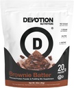 Devotion Διατροφή πρωτεΐνη σκόνη Brownie Batter – 20g Whey Isolate & συμπύκνωση πρωτεΐνης καζεΐνης – Όχι προστιθέμενη ζάχαρη, χαμηλή υδατάνθρακες, χωρίς γλουτένη, Keto-Friendly, 1g MCT, Kosher – 2lb πουγκί