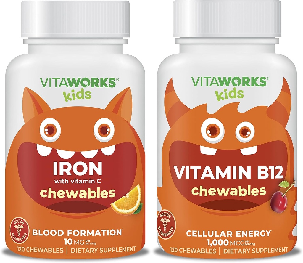 Çocuklar Demir 10 mg + Vitamin C Chewables + Vitamin B12 Chewables Sche