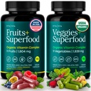 100% Organik Meyveler ve Veggies Supplement (USDA Organic - Made in USA) 180 Potent Meyveler ve Sebze Kapsülleri Enerji Boost & Günlük Meyve ve Sebze Vitaminleri - Vegan, Non-GMO, Gluten-Free