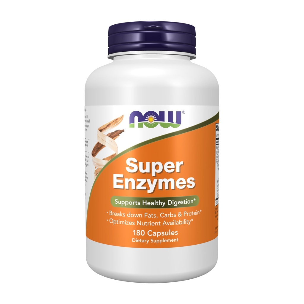 NOW Συμπληρώματα Τροφίμων, Super Enzymes, Formulated with Bromelain, Ox Bile, Pancreatin και Papain,180 Κάψουλες