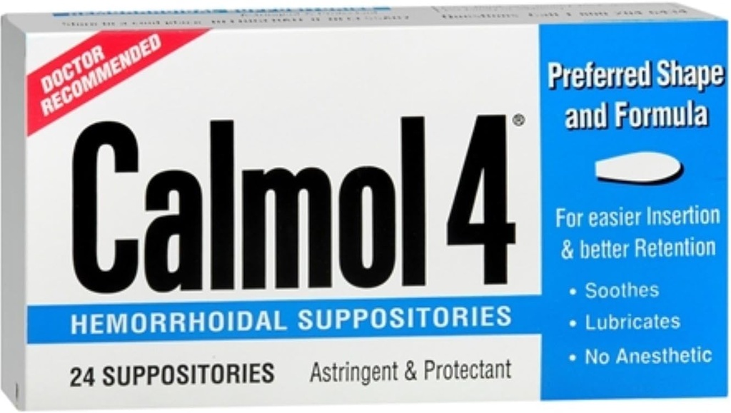 Calmol 4 Hemorrhoidal Suppositories 24 Her (Pack of 3)