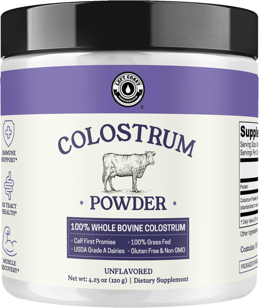 Colostrum Powder – USA Soured Bovine Colostrum for Humans for Immune Support, Gut Health, Mus Recovery - Single Ingredient, No Πρόσθετα, Grass Fed, Non-GMO Colostrum Supplement for Women and Men