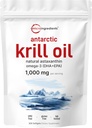 Mikro Malzemeler Antarktika Krill Oil Supplement with Natural Astaxanthin, 1000 mg Per Service, 300 Soft-Gelin, Omega-3s EPA & DHA, Supports Immune System & Brain Health, Easy to Swallow