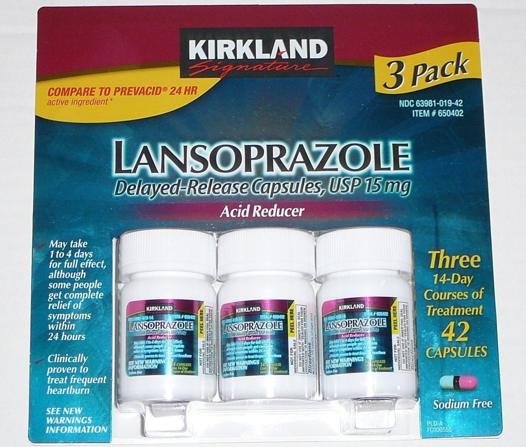 Kirkland Signature Lansoprazole 15 mg. asit dağılımı, 42 Capsules