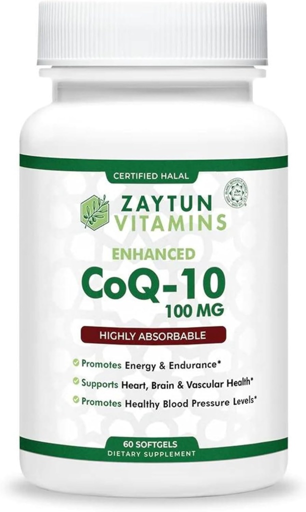 Zaytun Halal CoQ10 Yüksek derecede Absorbable, One Per Day, Supports Heart Health Support and Energy Production, 60 Mini Softgels, Made in USA - Halal Vitamins