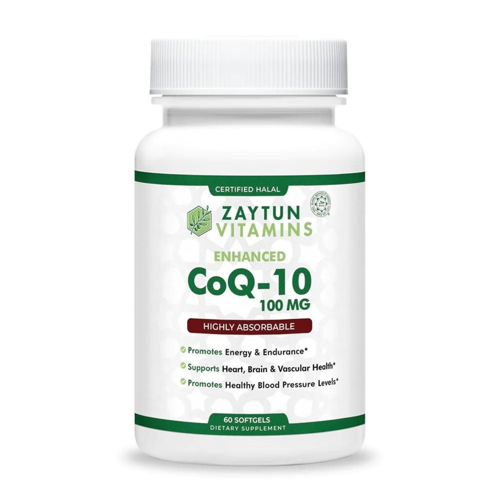 Zaytun Halal CoQ10 Yüksek derecede Absorbable, One Per Day, Supports Heart Health Support and Energy Production, 60 Mini Softgels, Made in USA - Halal Vitamins