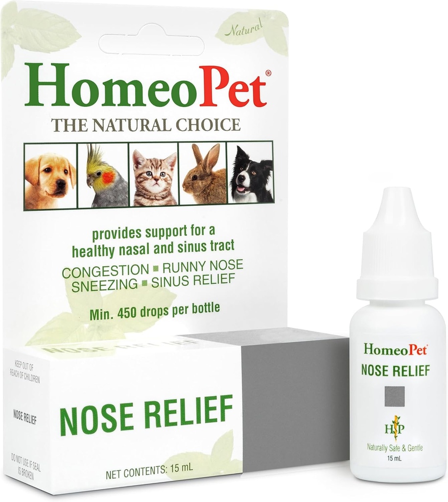 HomeoPet Nose Relief, Safe and Natural Sinus Supplement for Cats, Köpekler ve Diğer Küçük Hayvanlar için, 15 Milli litre