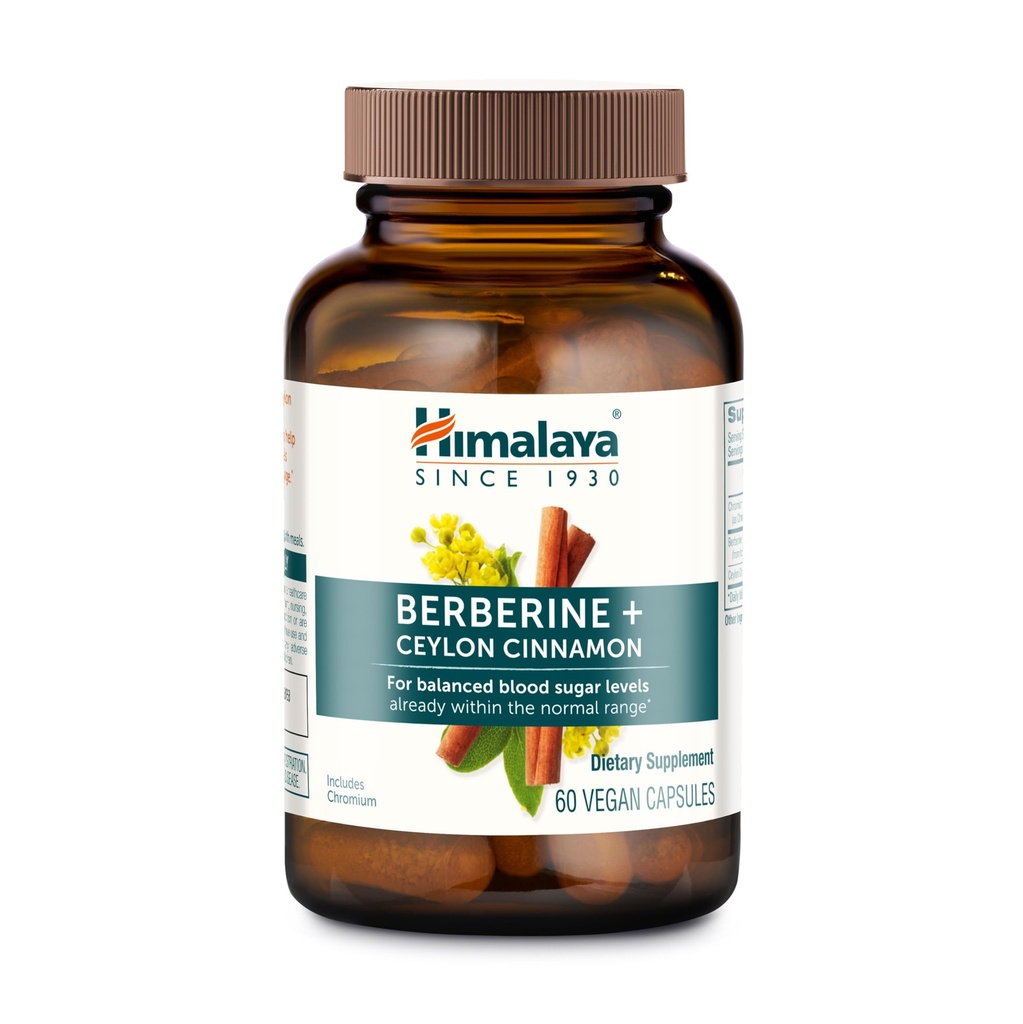 Himalaya Berberine Ceylon Cinnamon - Normal Metabolism, Immune ve Digestive Health - Vegan, Gluten Free, 60 Vegetarian Capsules