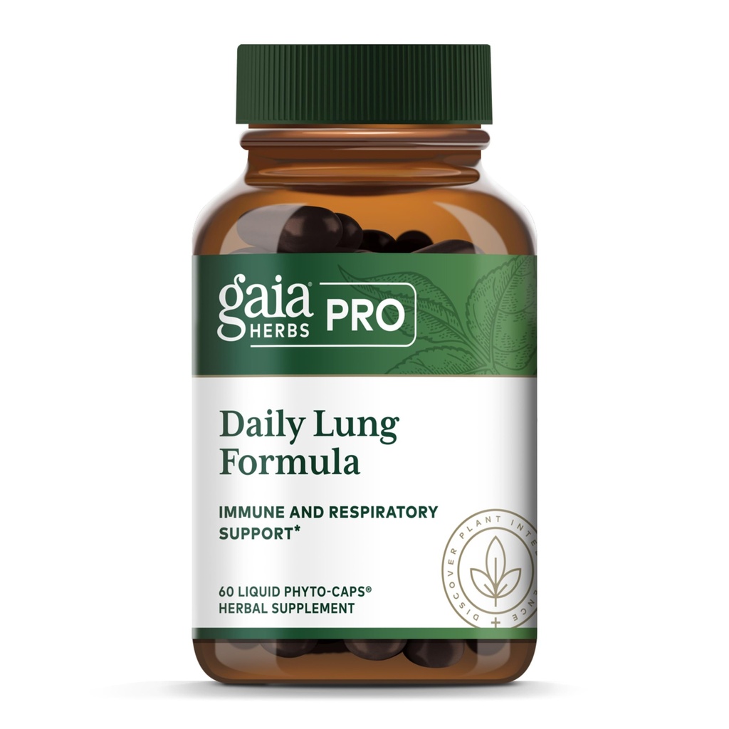 GAIA HERBS PRO Daily Lung Formula - Υποστήριξη για την αναπνευστική υγεία* - Συμπλήρωμα ανοσοποιητικού με Mullein Leaf, Marshmallow Root & More - Vegan, Χωρίς γλουτένη, Χωρίς σόγια - 60 Liquid Phyto-Caps (60 Servings)