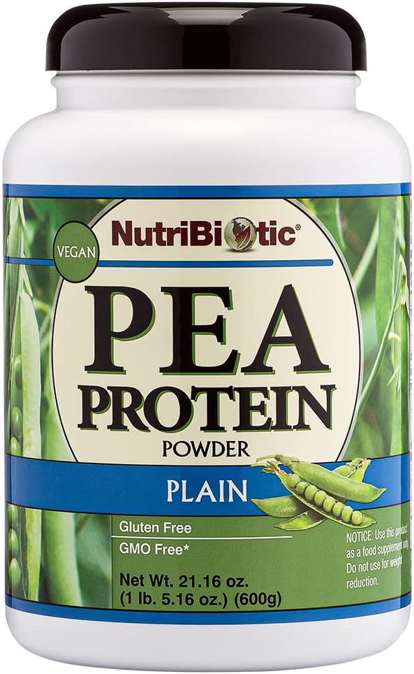 NutriBiotic Pea protein Plain, 21 Oz | Low Carb Vegan Plant Protein Toz | ABD'de 100 Büyülü ve Süreçli | Lezzetli ve BCAA-Rich | Kimyasal olmadan Made, GMOs & Gluten | Keto Friendly Plant Protein Toz | 100% Grown & Processed in the USA | Delicious the USA | Delicious