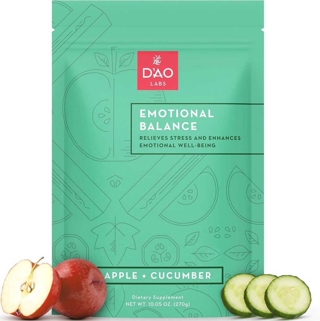 D'AO Laboratuvarları Duygusal Denge - Duygusal Denge Toz - Calm & Stres Yardım - Apple-Cucumber Flavor - Xiao Yao San Geleneksel Çin Herbal - 30 Bireysel Hizmetler