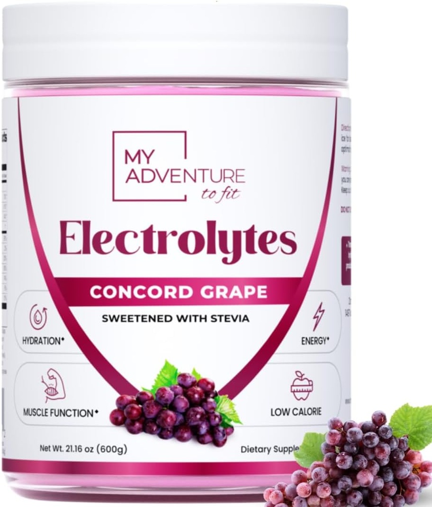 Zero Sugar - Concord Grape Electrolytes Toz - Hydration Mix - Caffeine Free Energy with All Natural Materialss - Vegan, Keto & Paleo - Sugar Free Electrolytes Drink Mix - 120 Servisler