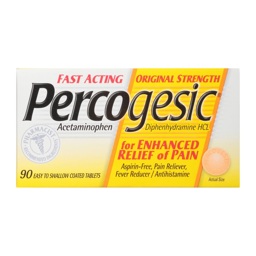Percogesic Original Pain Relief | aspirin Free Fast Acting Relief | 90 Kaplamalı Caplets