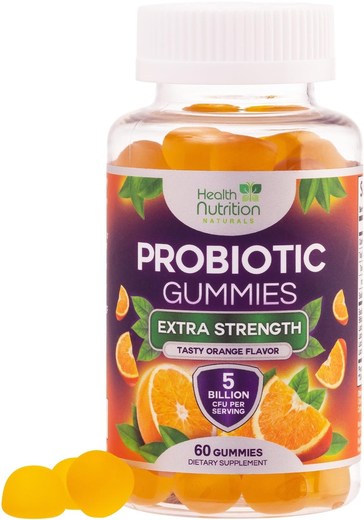 Probiyotik Gummies 5 Milyar CFU - The Diverse Probiyotik Strains for Digestive Health & Gut Support Gummy for Women, Men, & Kids, Daily Probiyotiks Supplement for Immune Support, Non-GMO, Vegan, 60 Gummies