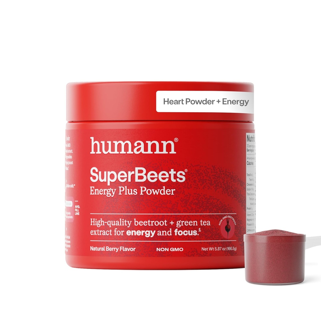 HumanN SuperBeets Energy Plus with Grape Seed Extract - Beet Root Toz, Green Tea Extract, Caffeine, C, Non-GMO, 5.87oz