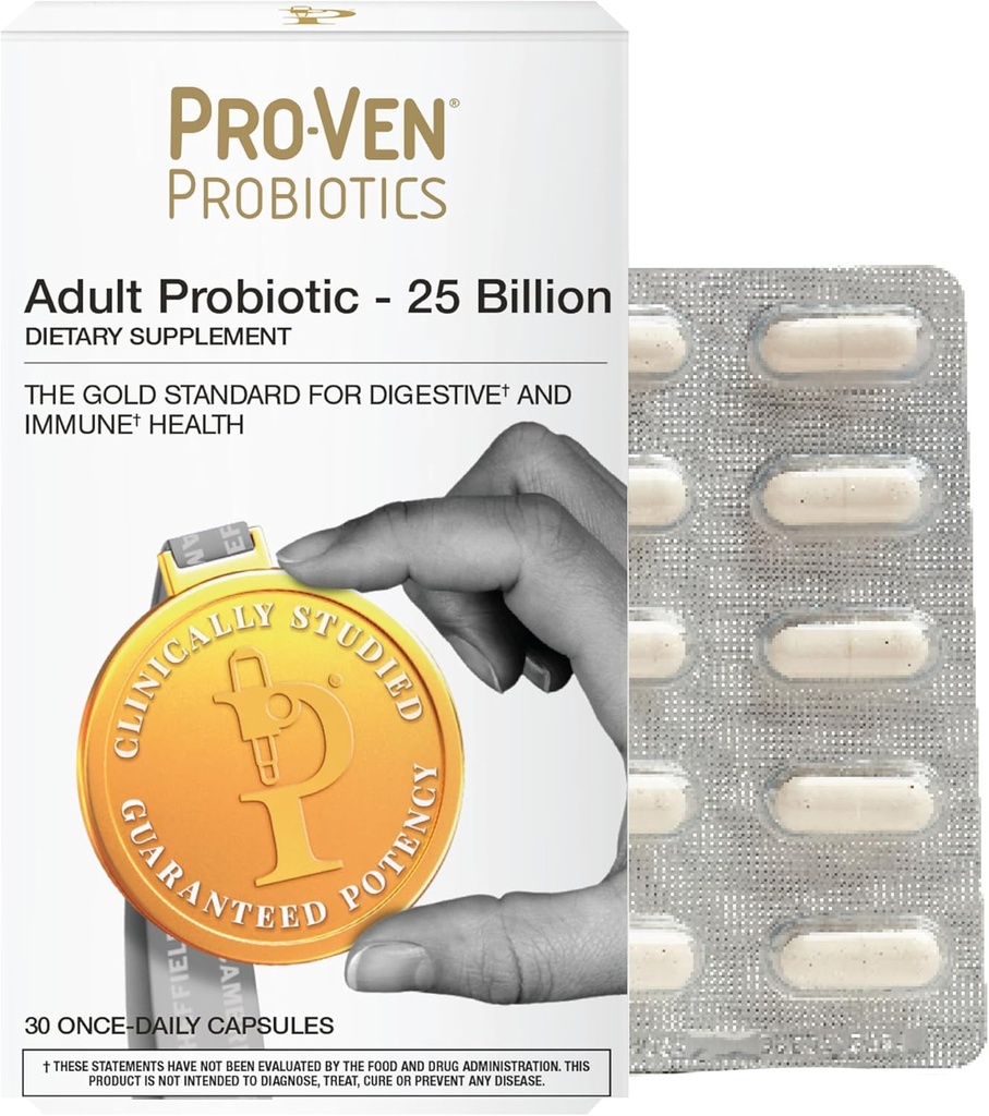 Kadınlar ve Erkekler için Günlük Probiyotik | 25 Milyar CFU with Acidofilius & Bifidus | Digestive & Immune Support | Vegetarian, Gluten-Free, Lactose-Free | 30 Capsules