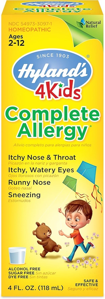 Hyland'ın Çocuk Antizenfeksiyonu 4Kids Drowsy Çocuklar Tamam Alerji Yardımı Güvenli ve Kapalı Açık Ambalaj Için Doğal Vary, One Color, 4 Fl Oz Oz