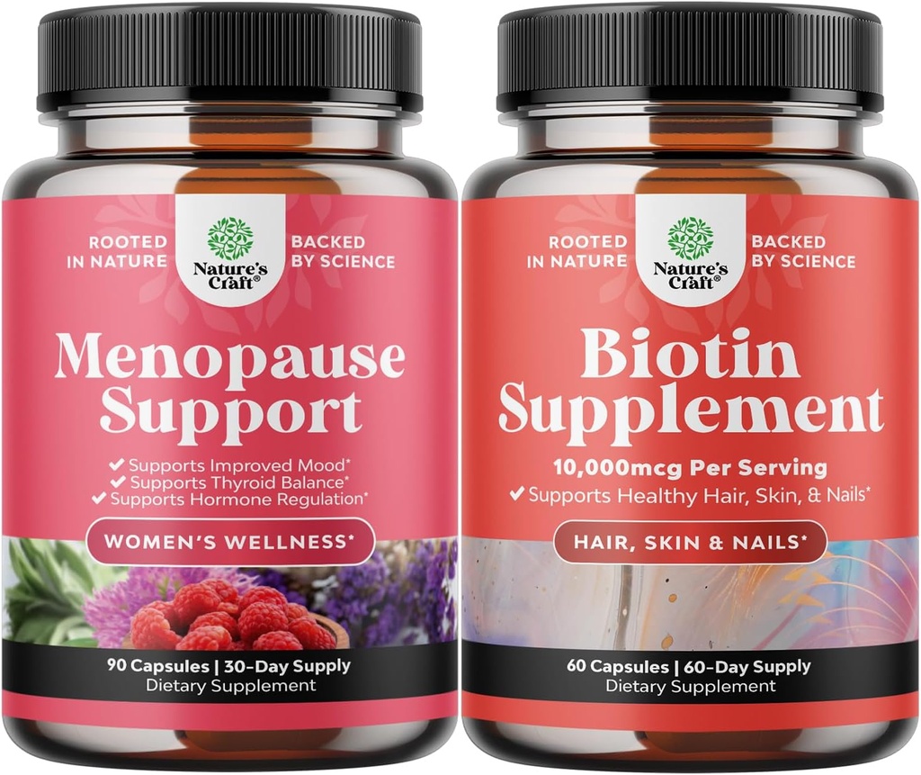 Gece Ters & Mood için herbal Menopause Tamamını Tamamladı Dong Quai Vitex Chaste Berry & Black Cohosh ve Pure Biotin Pills for Shiny Hair Büyüme - Get Clear Skin Güçlü Nails & Mood