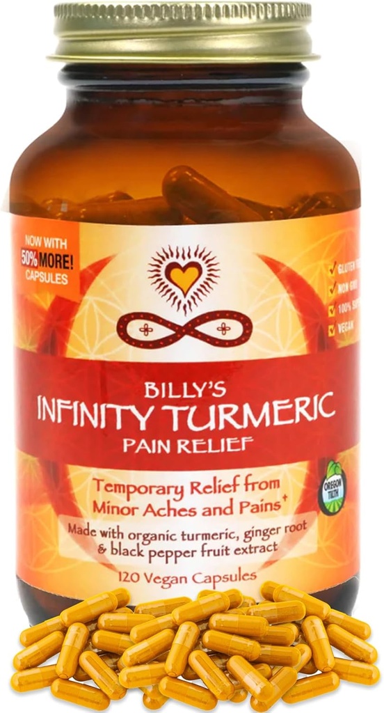 Infinity Turmeric Capsules, High Potency Curcumin Supplement, USDA Sertifikalı Organik Supplement Black Pepper ve Ginger, Raw, Vegan Gluten Free Potency Curcumin Supplement, USDA Sertifikalı Organik Supplement,