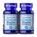Puritan'ın Gurur Premium Ultra Mega Biotin 10.000 Telefon, Sağlıklı Saç, Cilt, Çiçeği ve Enerji Metabolism Desteği, 100 Day Supply, 50 Hızlı Yayın Softgels, 2 Pack