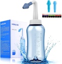 Darate Neti Pot Sinus Rinus Rinse Bottle, Nose Wash Cleaner Pressure Rinse Ρινική Άρδευση για Ενηλίκων & Kid BPA Δωρεάν με Θερμόμετρο Sticker (300ml)
