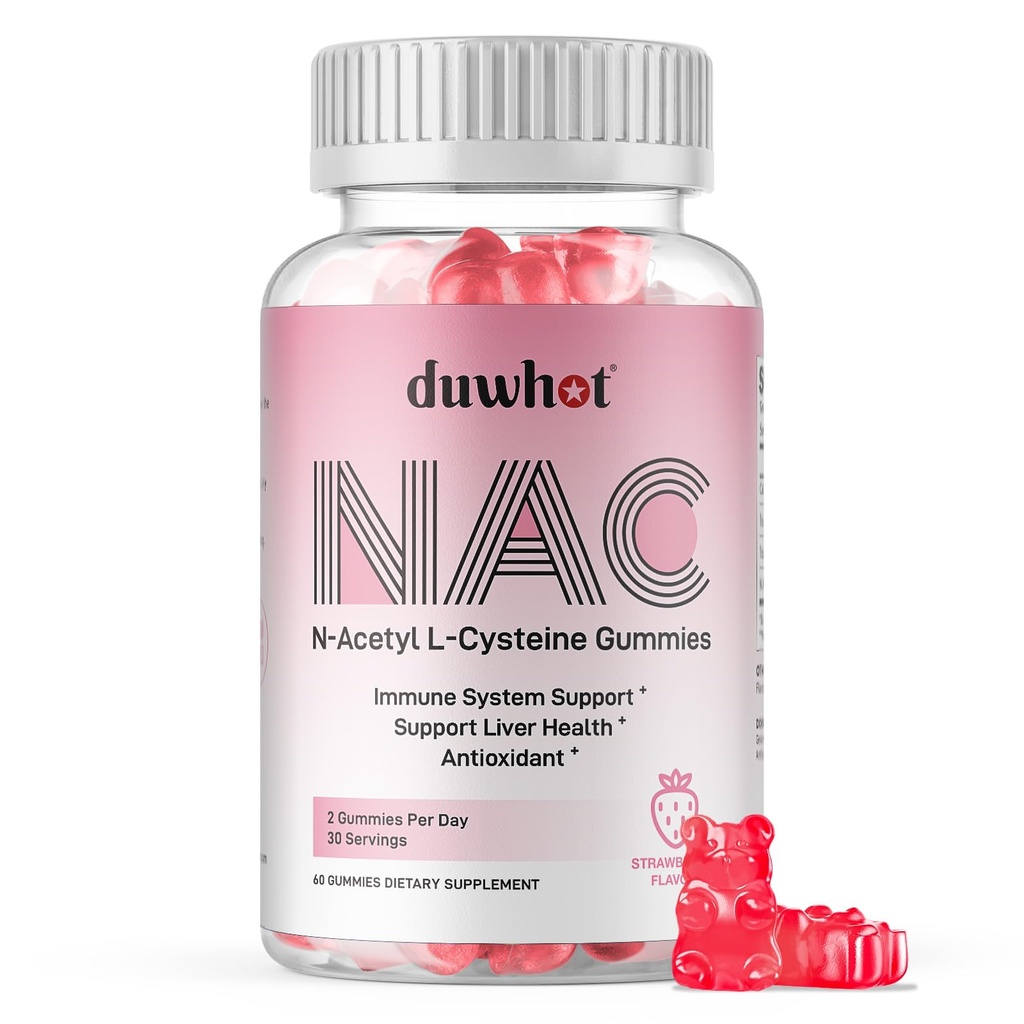 NAC Gummies 600mg, N Acetyl Cysteine συμπλήρωμα NAC Chewable for Antioxidants & Immune Support, Lung & Liver Health, Φυσικό άρωμα φράουλας, 60ct