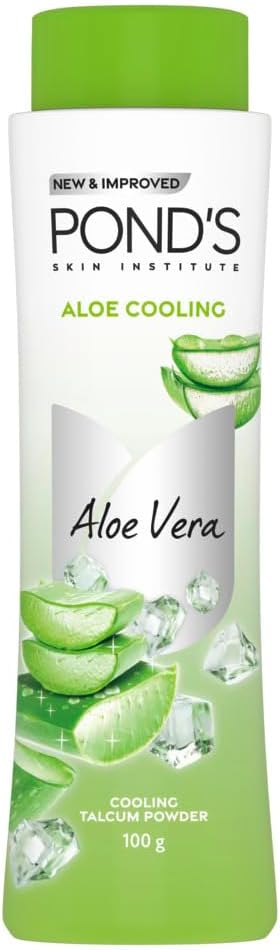 POND'S Aloe Soğutma Toz, 100g, Anında Soğutma ve Yazda Yardım için,% 100 Aloe Ekstraksiyon, 3X Soğutma Etkisi, Long-Lasting Fragrance