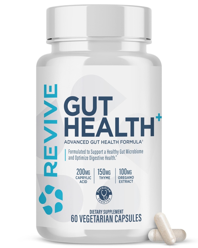 Erkekler ve Kadınlar için Revive MD Gut Health Supplements - Daily Gut Repair & Digestive Health Support Formula with Thyme, Oregano & Milk Butle - Vegan-Friendly, Gluten-Free - 60 Vegetarian Capsules