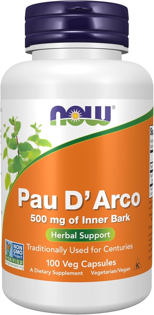 Şimdi Gıdalar Tamamlar, Pau D'Arco (Tabebuia her zamantaphylla) 500 mg, Herbal Support, 100 Veg Capsules