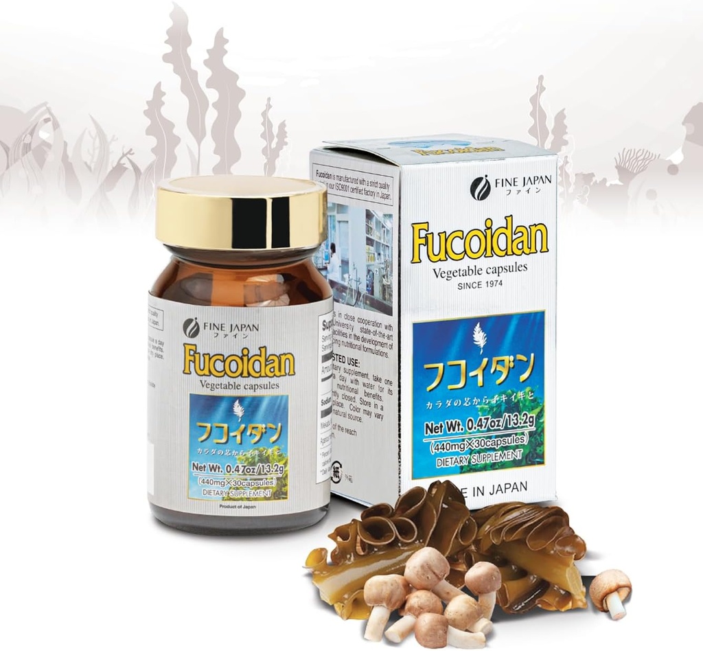 ΦΙΑΛΗ ΙΑΠΩΝΙΑ Κάψουλες Fucoidan με Mekabu Seaweed & Agaricus Mushroom - 30 κάψουλες - συμπλήρωμα υποστήριξης ανοσοποιητικών - Made in Japan - GMP, ISO9001 Certified