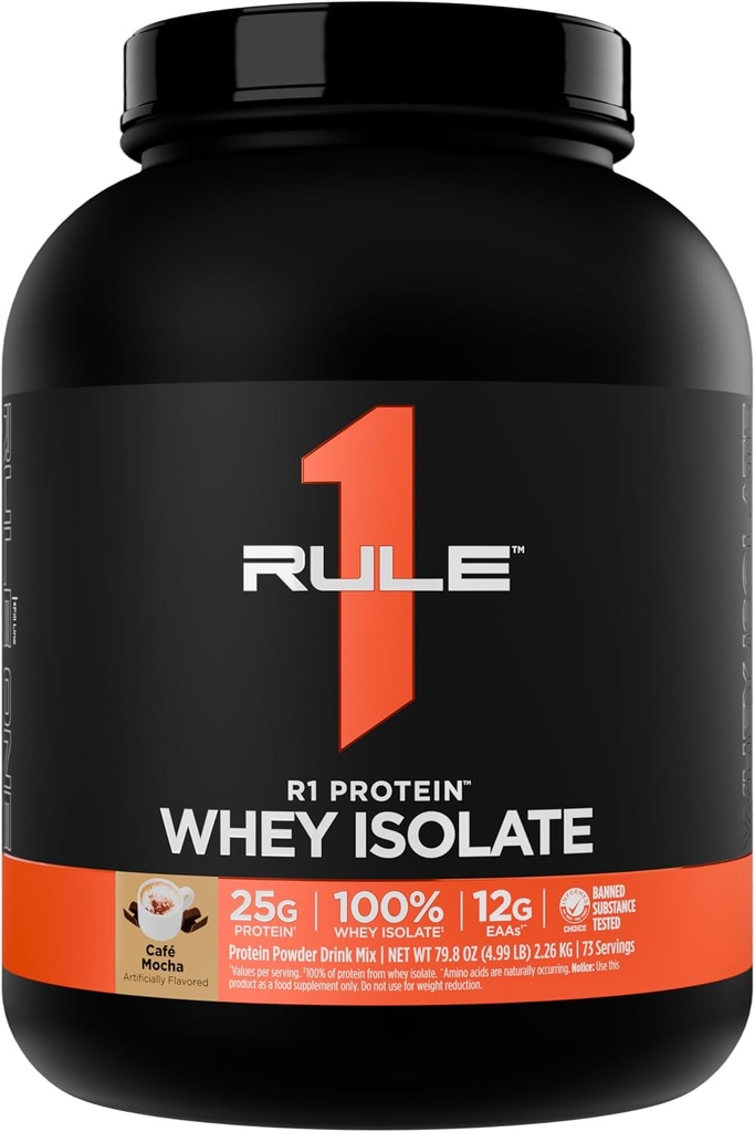 Άρθρο 1 R1 Πρωτεΐνη Whey Isolate - με 25g πρωτεΐνη & 6g BCAA Αποκλειστικά από Απομονωμένες & Υδρολυμένες Πηγές για την αποκατάσταση προπόνησης (5 Λίρες*, Café Mocha)