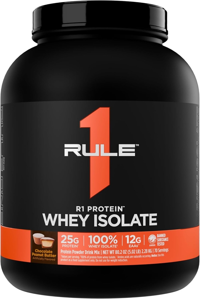 Kural 1 R1 Protein Whey Isolate - 25g protein & 6g BCAA, Workout Recovery (5 Pounds* Chocolate, Peanut Butter) için izolasyonlu ve Hydrolyzed Kaynaklardan Özel olarak