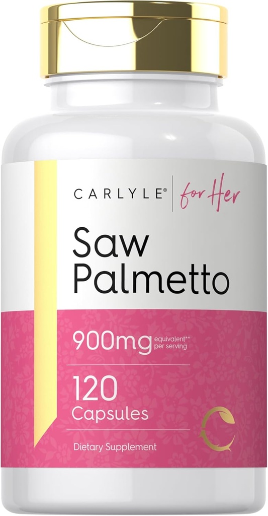 Carlyle Saw Palmetto Kadınlar için 900 mg | 120 Capsules | Full Spectrum Extract Supplement | Non-GMO, Gluten Free Supplement | For Her
