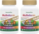 NaturesPlus Animal Parade Gold Children's Multivitamin - Assorted Cherry, Orange & Grape Flavors - 60 Chewable Tabletler, 2 Paket - Vejetaryen, Gluten Free - 60 Toplam Hizmetler