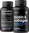 Biotin ve Collagen Supplements - Saç Büyüme Vitaminleri - ABD'de yapıldı - Kadınlar için Saç ve Çığ Vitaminleri - Saç Cilt ve Çıbbi Vitaminleri - B Kompleksi - Hyaluronic Asit - 60 Caps