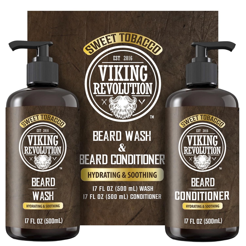 Viking Devrimi, Argan Oil ve Jojoba Oil ile Erkekler için Ayırma ve Ayıd Care Beard Shampoo ve Cardd Oil (17oz, Tatlı Tütün) ile Ayırt Edilmiş Zeytinyağı Bakım Ayırtladı