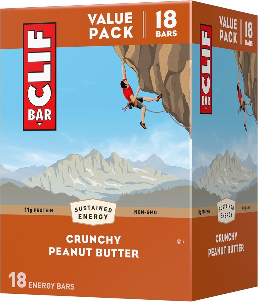 KLAÇ - Crunchy Peanut Butter - Organik Oats - 11g proteini - Non-GMO - Plantive - Energy Bars - 2.4 oz. (18 Pack)