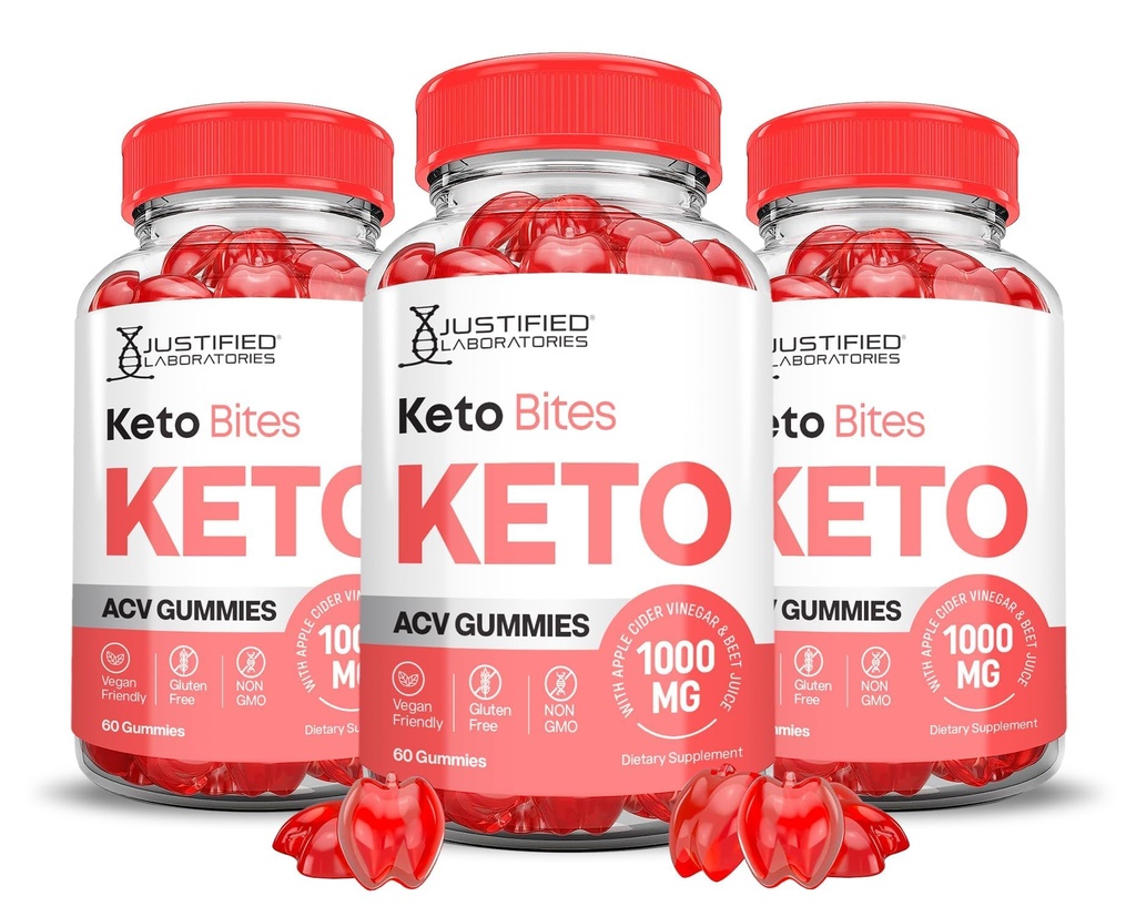 Justified Laboratories (3 Pack Keto Bites Keto ACV Gummies Advanced Formula 1000MG Keto, Pomegranate Beet Juice B12 Vegan Non GMO 180 Gummys