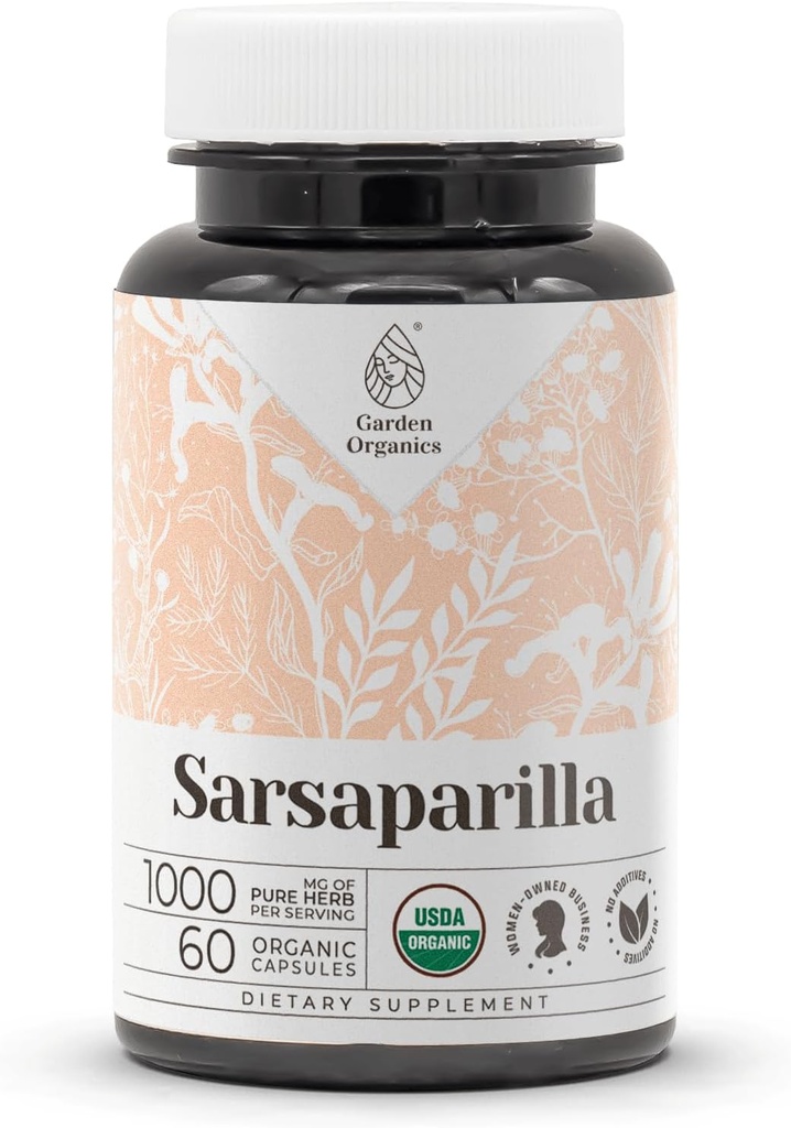 Sarsaparilla USDA Organik 60 Capsules | High-Potency Natural Supplement | Sertifikalı Organik Vegetarian Capsules ve Organik Sarsparilla (Hemidesmus indicus) kuru Kök (60 Capsules)