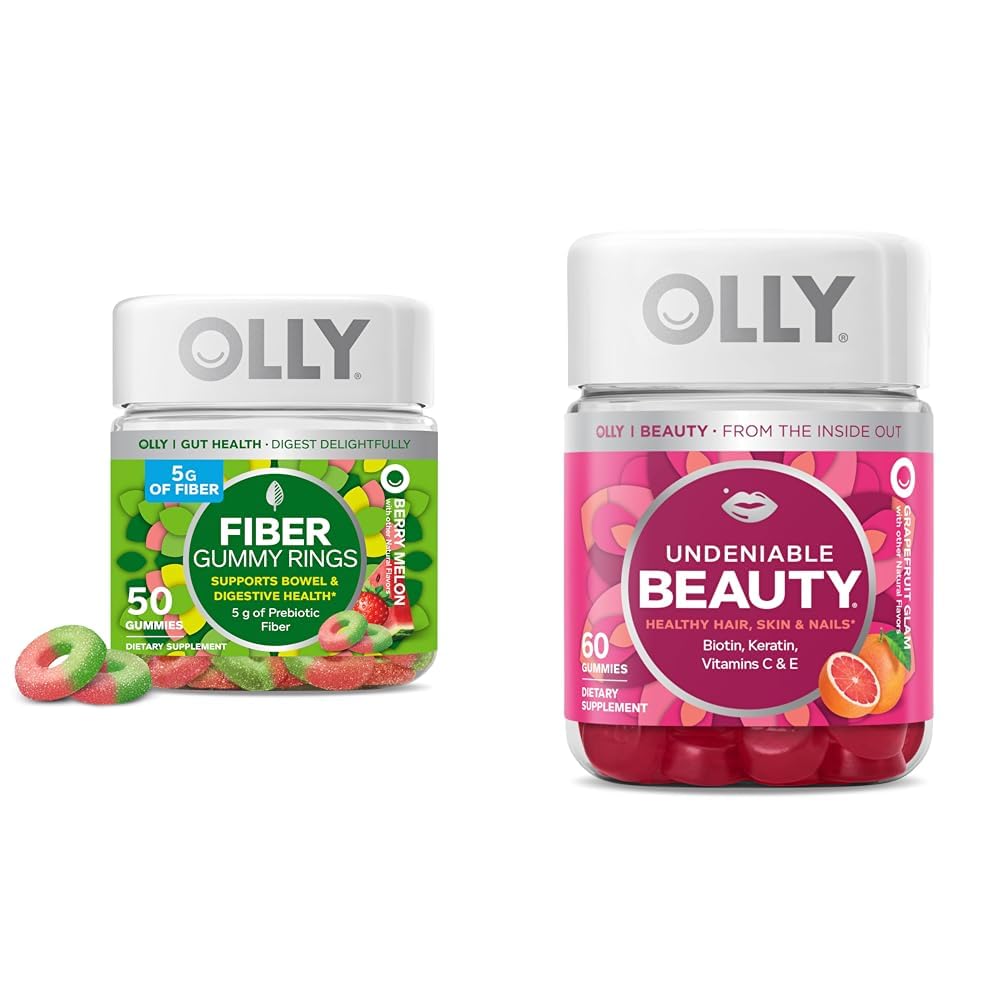 OLLY Fiber Gummy Ring, 5g Prebiyotik Fiber, FOS (Fructo-oligosaccharides), Digestive Support & Undeniable Beauty Gummy, for Hair, Skin, Nails, Biotin, C, Keratin, Chewable Supplement