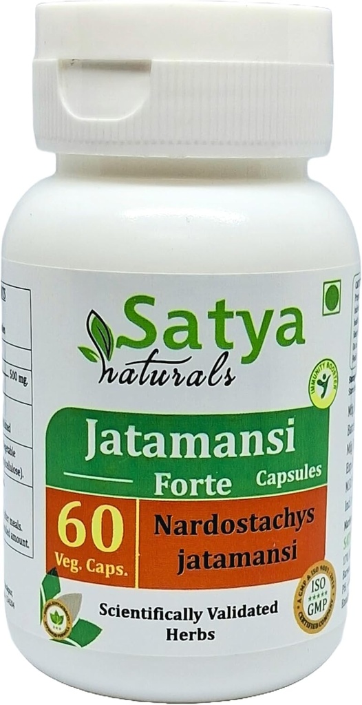 Jatamansi Forte Capsules 500 mg. 60 Veg. Capsule | Jatamansi (Nardostachys Jatamansi) Erkekler ve Kadınlar için Kapsüller | Ayurvedic Herbal Supplement/Rript | 10:1 Forte (1 60 Capsules Şişe)