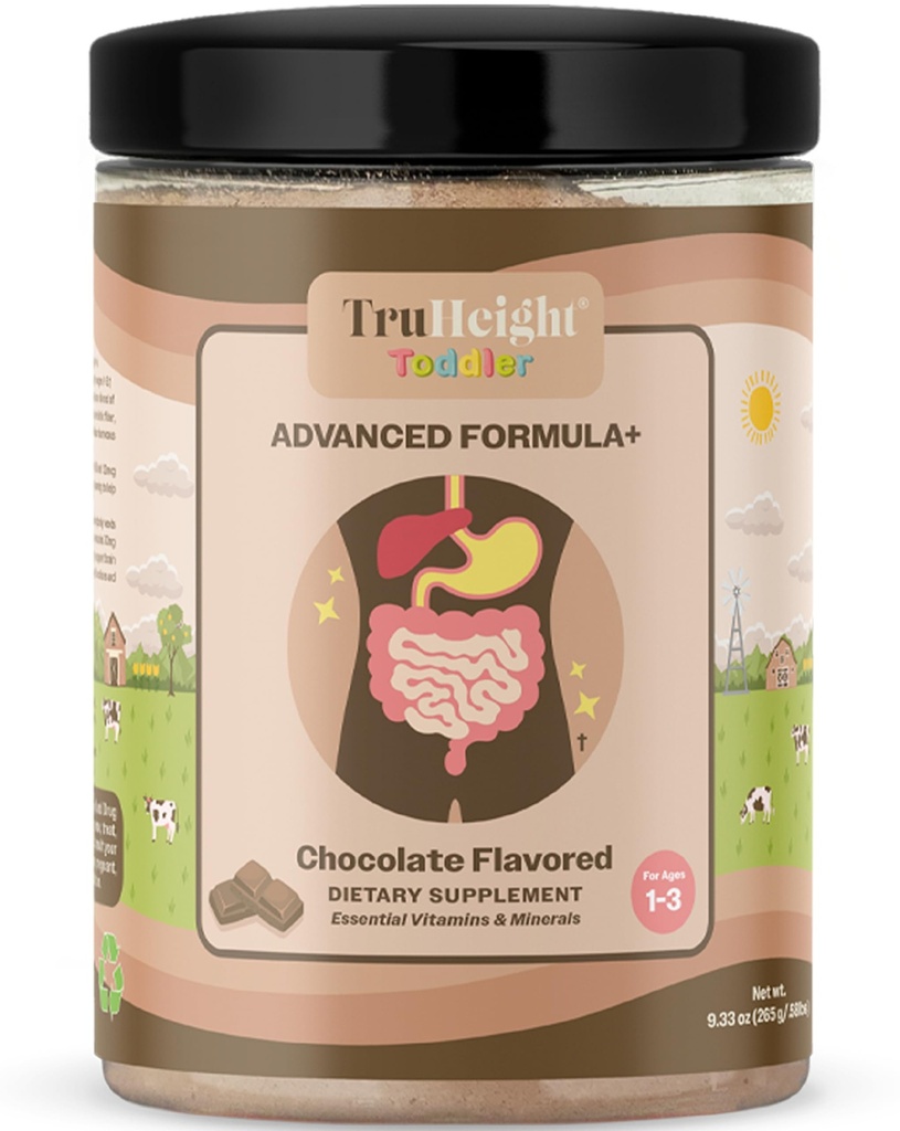 TruHeight Toddler Gelişmiş Formula+ (Chocolate) 16 Vitamin C, D, Protein & Demir 1, 2, 3 Yıl Yaşlı, Süt bazlı Beslenme İçilir, Toddler Beslenme 1236 Ay - GMOB - Non GMO
