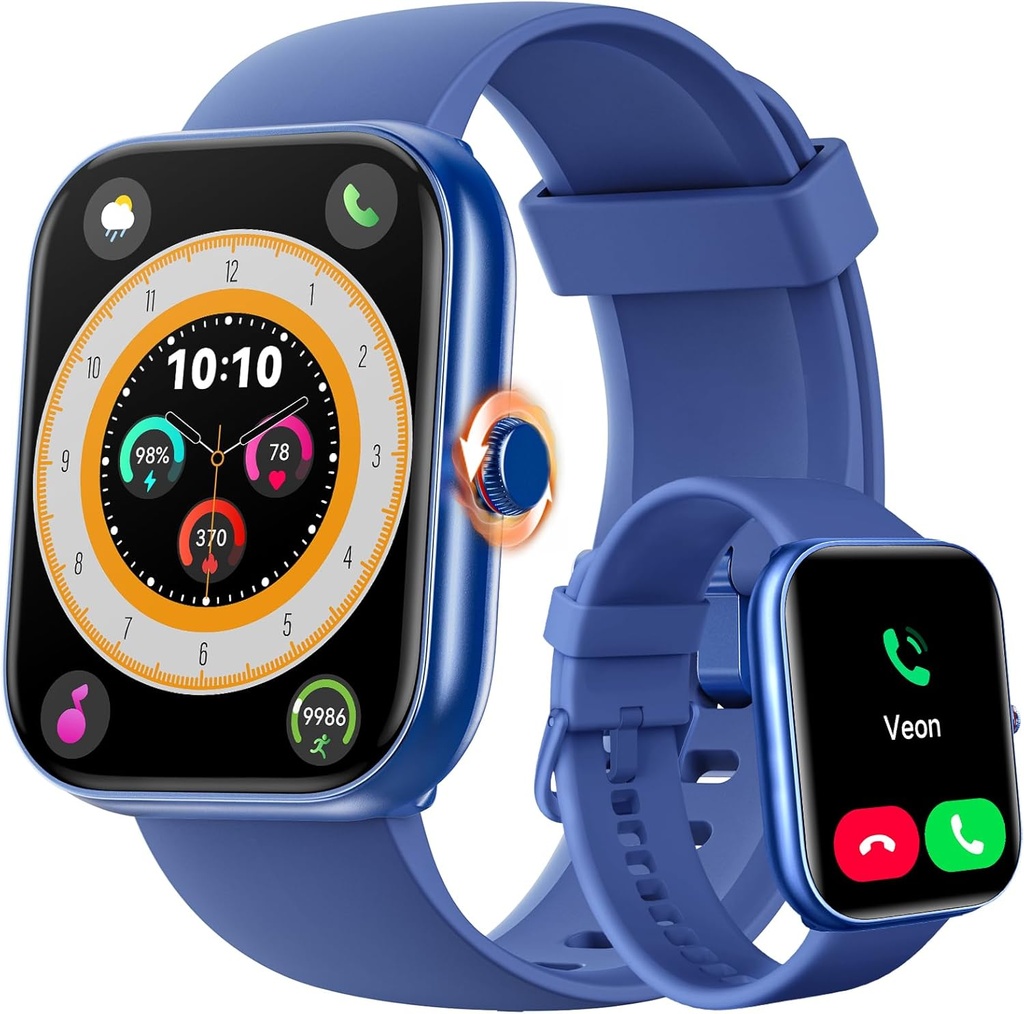 ENOMIR Smart Watch for Women Men (Answer/Make Calls) Uyumlu iPhone / Android/Samsung, Alexa built-in, [1.91” HD Ekran] Su Fitness Watch with Heart Rate/Sleep/SpO2 Monitor (Mavi)