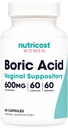 Nutricost Boric Acid 600 mg, 60 Capsules - Vaginal Suppository - Non-GMO - kadınlar için