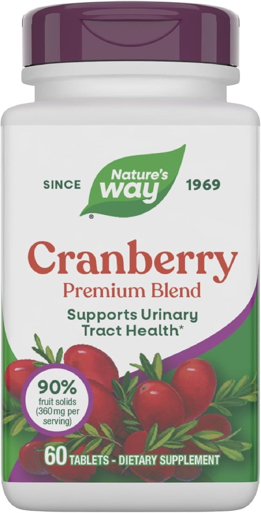 Nature's Way Premium Mix Cranberry, Urinary Tract Health Support* Supplement with Vitamin C, 60 Tablets