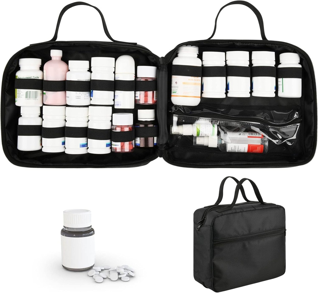 Güzellikflier İlaçları Seyahat Bag, Tıp Bag for Traveling, Pill Şişe Organizer ve Depolama, Tıp Şişeleri veya Tamamlar için Vaka Taşıyıcısı, Ev ve Seyahat için